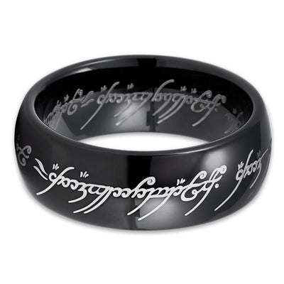 Lord Of The Ring - Tungsten Wedding Band - Black Tungsten Ring - 8mm Ring - Clean Casting Jewelry