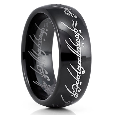 Lord Of The Ring - Tungsten Wedding Band - Black Tungsten Ring - 8mm Ring - Clean Casting Jewelry