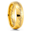 Lord Of The Rings - 6mm - Yellow Gold Tungsten Rings - Tungsten Wedding Ring