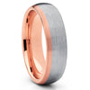 Rose Gold Tungsten Wedding Ring - Rose Gold Tungsten - Gray Tungsten Ring  - Men & Women