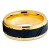 Men's Wedding Band - Yellow Gold Tungsten - Yellow Gold Tungsten Ring - Clean Casting Jewelry