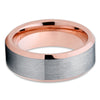 Tungsten Wedding Band - Rose Gold Tungsten - Gray Tungsten - 8mm - Clean Casting Jewelry