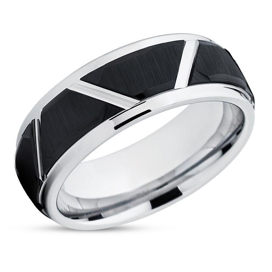 8mm - Black Wedding Band - Tungsten Wedding Ring - Men's Wedding Band