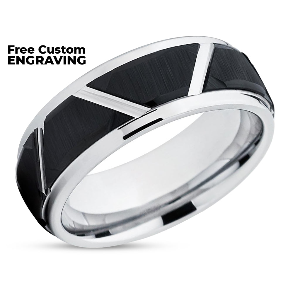 8mm - Black Wedding Band - Tungsten Wedding Ring - Men's Wedding Band