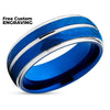 Blue Wedding Band - Blue Tungsten Ring - 8mm Wedding Ring - Men's Ring