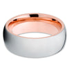 Rose Gold Tungsten - Shiny Polish - Tungsten Wedding Band - Dome - Clean Casting Jewelry