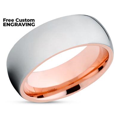 Rose Gold Tungsten - Shiny Polish - Tungsten Wedding Band - Wedding Ring