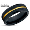 Yellow Gold Wedding Ring - Black Wedding Ring - Black Tungsten Ring - Anniversary Ring