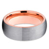 Rose Gold Tungsten Wedding Band - Gray Ring - Rose Gold Tungsten - Dome - Clean Casting Jewelry