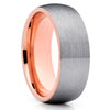 Rose Gold Tungsten Wedding Band - Gray Ring - Rose Gold Tungsten - Dome - Clean Casting Jewelry