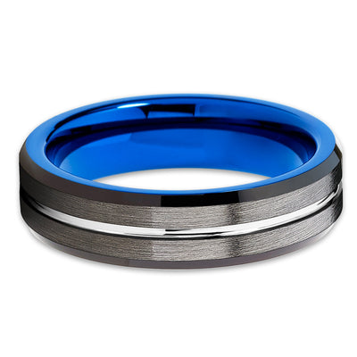 Blue Tungsten Band - Gray Tungsten Ring - 6mm - Black Tungsten Ring - Clean Casting Jewelry