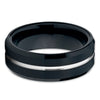 Black Tungsten Wedding Band - 8mm Ring - Tungsten Wedding Ring Brushed - Clean Casting Jewelry
