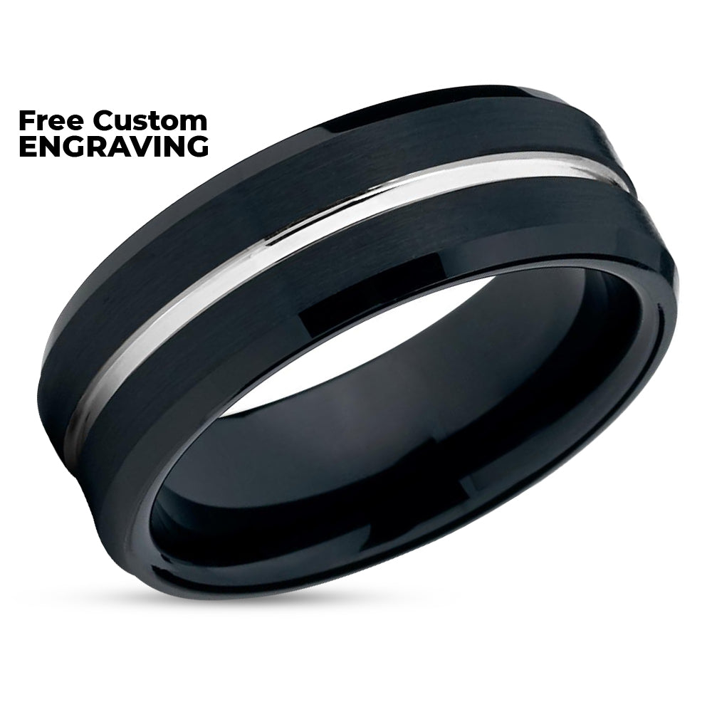 Black Wedding Ring - Black Tungsten Ring - Black Wedding Band - Tungsten Band