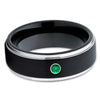 Black Tungsten Ring - Emerald Tungsten Ring - Black Wedding Band - 8mm - Clean Casting Jewelry