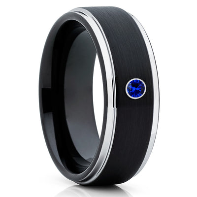 Black Tungsten Wedding Band - Men's Wedding Band - Blue Tungsten Ring - 8mm - Clean Casting Jewelry