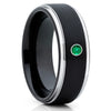 Black Tungsten Ring - Emerald Tungsten Ring - Black Wedding Band - 8mm - Clean Casting Jewelry