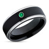 Black Wedding Ring - Emerald Wedding Ring - Tungsten Wedding Band - Black Ring