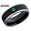 Black Wedding Ring - Emerald Wedding Ring - Tungsten Wedding Band - Black Ring
