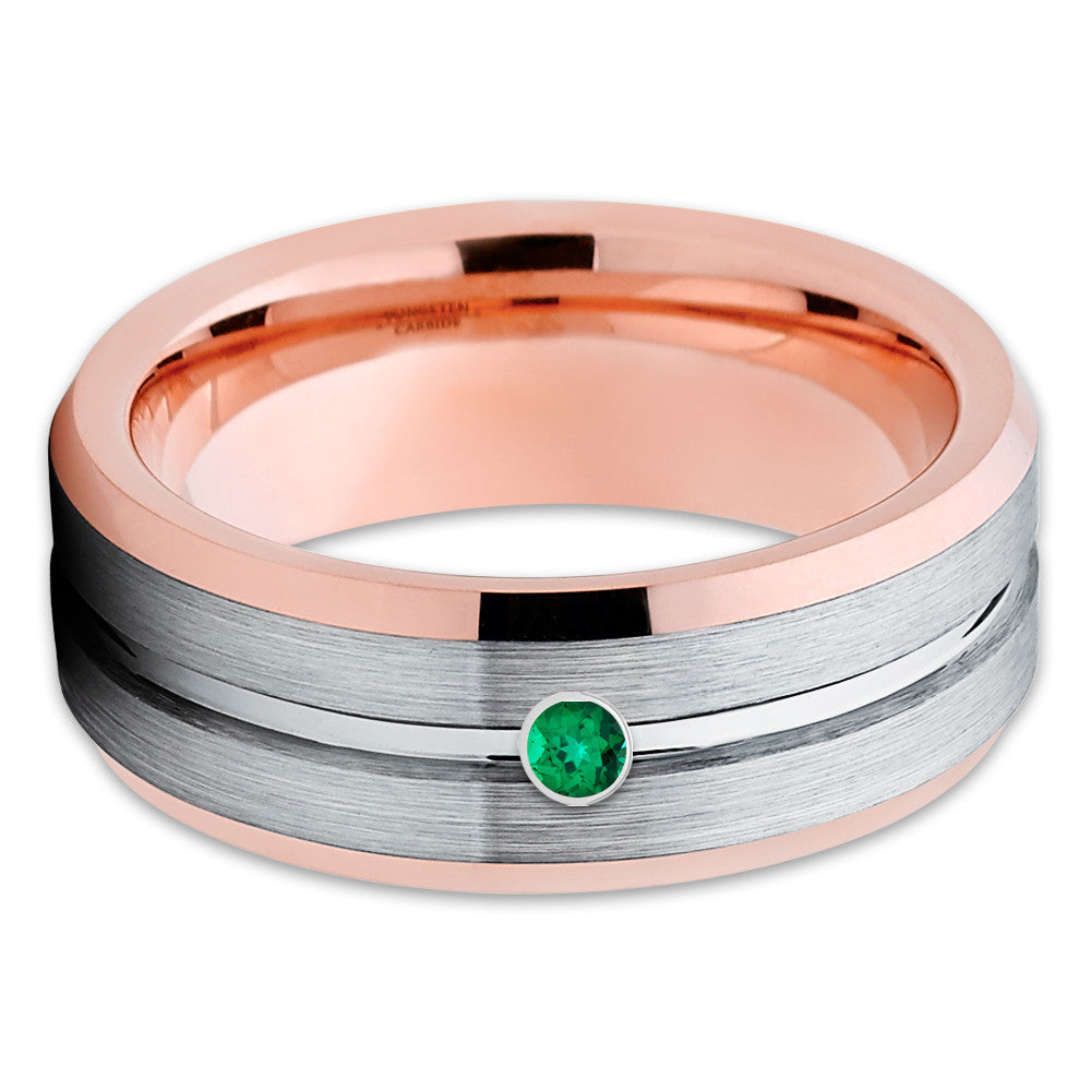 Gray Wedding Band - Men's Tungsten Ring - Rose Gold - Brush Tungsten Ring - Clean Casting Jewelry