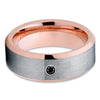Black Diamond Tungsten Ring - Gray Tungsten Ring - Rose Gold Tungsten Band - Clean Casting Jewelry