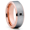 Black Diamond Tungsten Ring - Gray Tungsten Ring - Rose Gold Tungsten Band - Clean Casting Jewelry