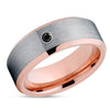 Rose Gold Tungsten Ring - Black Diamond Ring - Rose Gold Tungsten - Rose Gold Ring