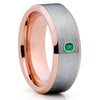 Rose Gold Tungsten Ring - Emerald Tungsten Band - Gray Tungsten Ring - 8mm - Clean Casting Jewelry