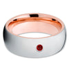 Rose Gold Tungsten Ring - Ruby Tungsten Ring - Shiny Ring - 8mm Tungsten Ring - Clean Casting Jewelry