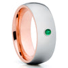 Rose Gold Tungsten - Emerald Tungsten Ring - Tungsten Wedding Band - Shiny - Clean Casting Jewelry