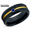 Black Wedding Ring - Tungsten Wedding Band - Yellow Gold Ring - Blue Sapphire Ring