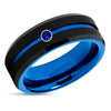 Black Tungsten Wedding Ring - Blue Sapphire Ring - Tungsten Wedding Ring - Wedding Band