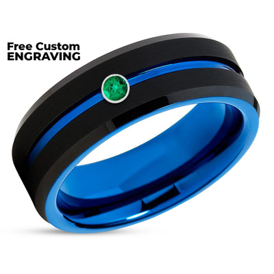 Black Tungsten Wedding Ring - Blue Wedding Ring - Man's Ring - Women's Ring