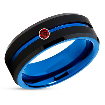 Ruby Wedding Band - Black Wedding Ring - Tungsten Wedding Band - Anniversary Ring