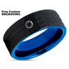 Black Diamond Wedding Band - Blue Tungsten Ring - Black Diamond Ring - Blue Ring