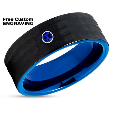 Black Tungsten Wedding Ring - Blue Wedding Ring - Man's Wedding Ring - Women's Wedding Ring