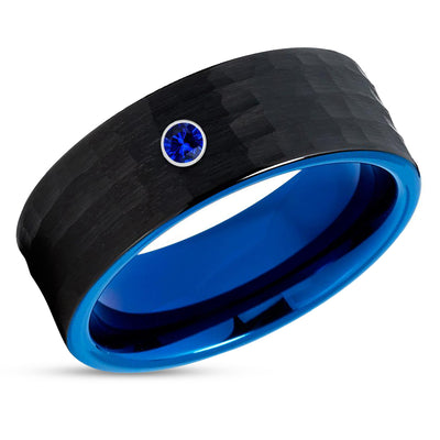 Black Tungsten Wedding Ring - Blue Wedding Ring - Man's Wedding Ring - Women's Wedding Ring