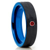 Ruby Tungsten Wedding Band - Blue Tungsten Ring - Black Tungsten - 6mm - Clean Casting Jewelry
