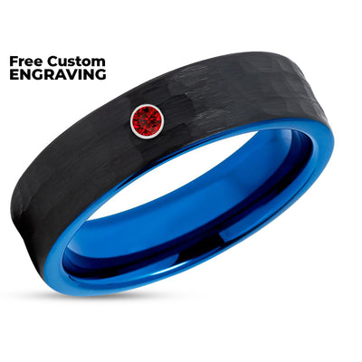 Blue Wedding Ring - Black Tungsten Ring - Blue Wedding Band - Tungsten Wedding Ring