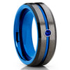 Blue Sapphire Tungsten Ring - Blue Tungsten Ring - Gunmetal - Black Tungsten - Clean Casting Jewelry