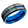 Gunmetal Wedding Band - Blue Tungsten Ring - Tungsten Wedding Band - Blue Ring