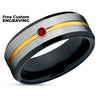 Black Tungsten Wedding Ring - Ruby Wedding Band - Black Wedding Ring - Ruby Ring - Black Ring