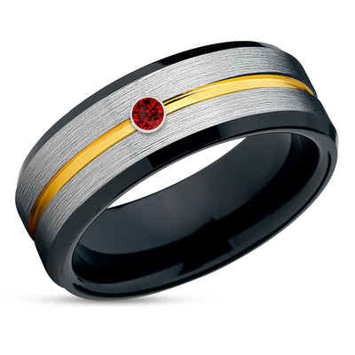 Black Tungsten Wedding Ring - Ruby Wedding Band - Black Wedding Ring - Ruby Ring - Black Ring