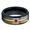 Black Tungsten Wedding Band - Ruby Tungsten Ring - Yellow Gold Tungsten - Clean Casting Jewelry