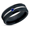 Black Wedding Ring - Blue Sapphire Wedding Ring - Tungsten Wedding Ring - Black Ring