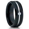 Black Wedding Band - Tungsten Ring - Men's Wedding Band - White Diamond - Clean Casting Jewelry 
