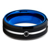 Blue Tungsten Wedding Band - Black Tungsten Ring - Blue Tungsten Ring - Clean Casting Jewelry
