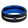 Blue Tungsten Wedding Band - Blue Sapphire - Black - Blue Tungsten Ring - Clean Casting Jewelry