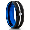 White Diamond Tungsten Ring - Blue Tungsten - Black Tungsten - Brush Ring - Clean Casting Jewelry