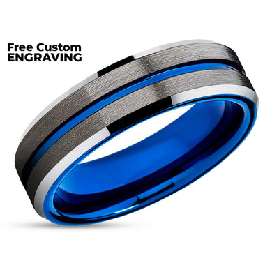 Gunmetal Wedding Band - Silver Tungsten Ring - Anniversary Ring - Engagement Ring