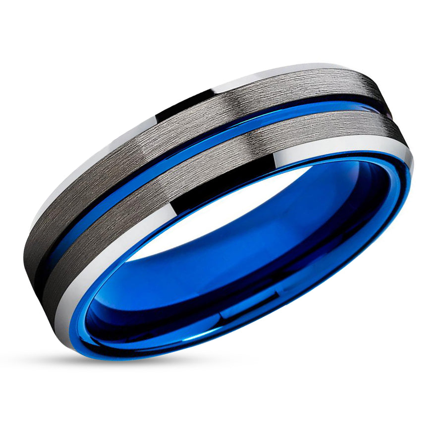 Gunmetal Wedding Band - Silver Tungsten Ring - Anniversary Ring - Engagement Ring